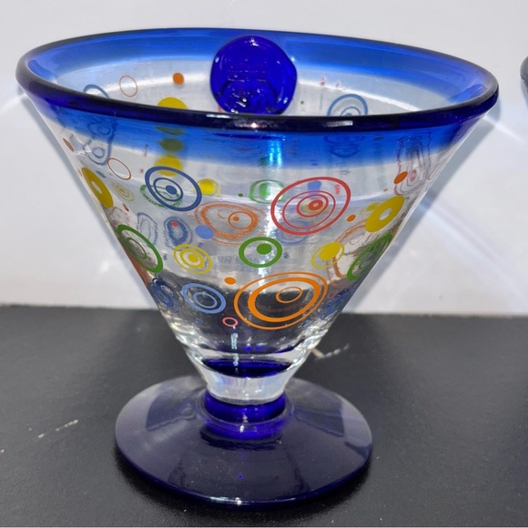 Hand Blown Margarita Glass Kosta Boda Royal Carribean Swirl Glass Set of 2 - Picture 7 of 8